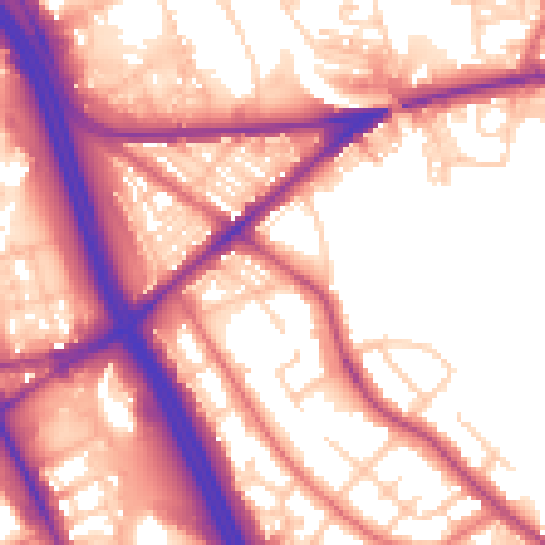 Daytime road noise heatmap for BL2 1JL