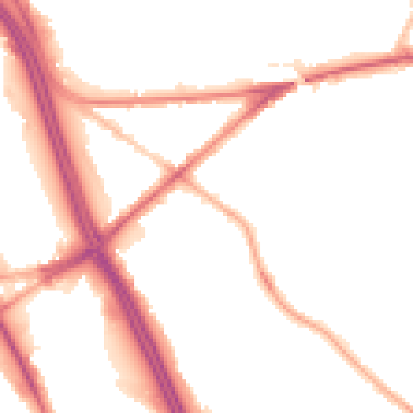 Night-time road noise heatmap for BL2 1JL