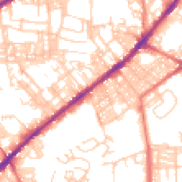 Daytime road noise heatmap for BL3 3NL