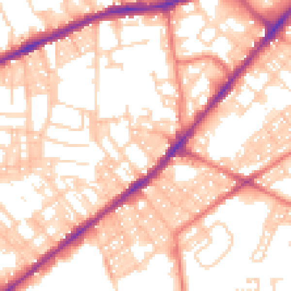 Daytime road noise heatmap for BL3 5LW