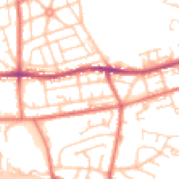 Daytime road noise heatmap for BL4 0BD