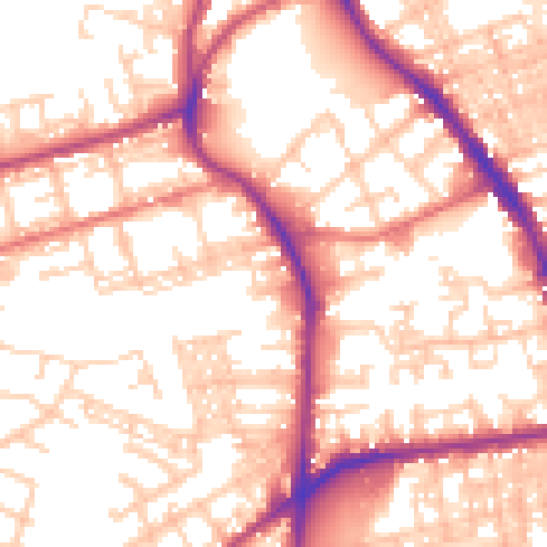 Daytime road noise heatmap for BL4 9ED