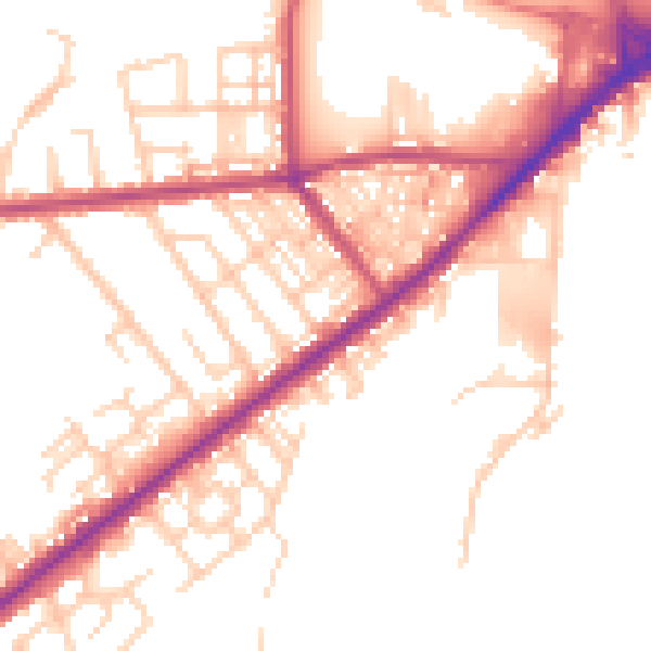 Daytime road noise heatmap for BL8 2NX