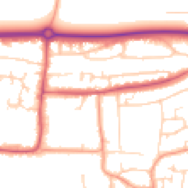 Daytime road noise heatmap for BN16 1AU