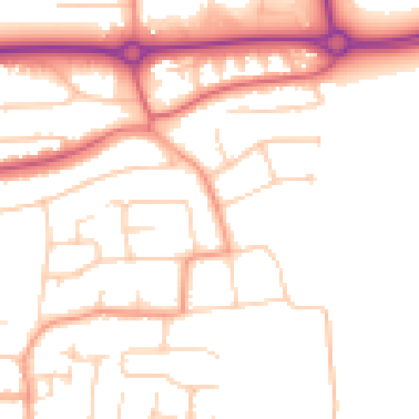 Daytime road noise heatmap for BN16 1DA