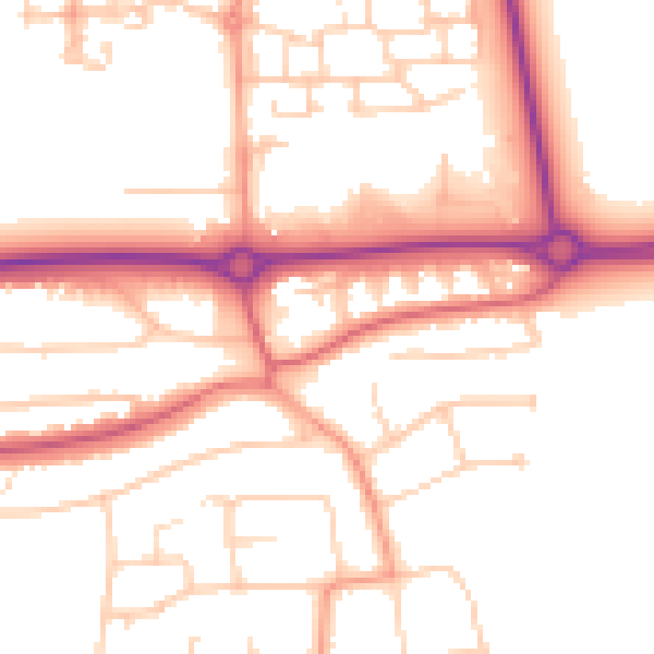 Daytime road noise heatmap for BN16 1DJ