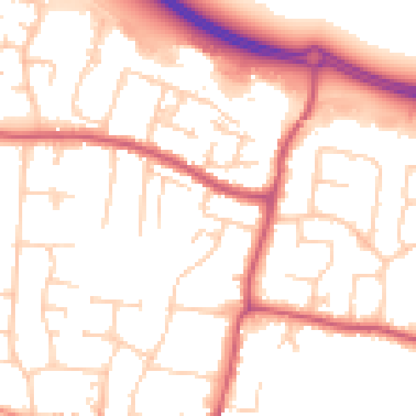 Daytime road noise heatmap for BN16 3JS