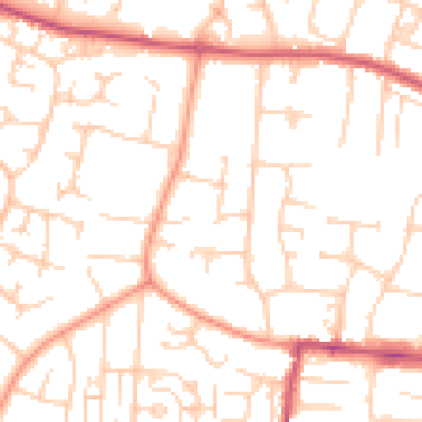 Daytime road noise heatmap for BN16 3QG