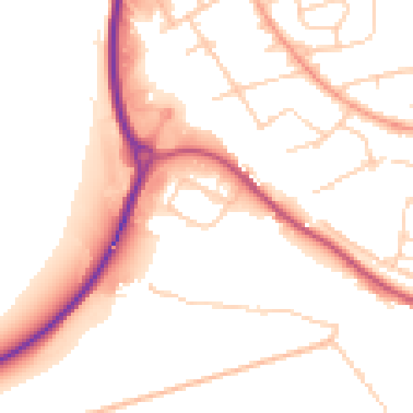 Daytime road noise heatmap for BN17 5DF