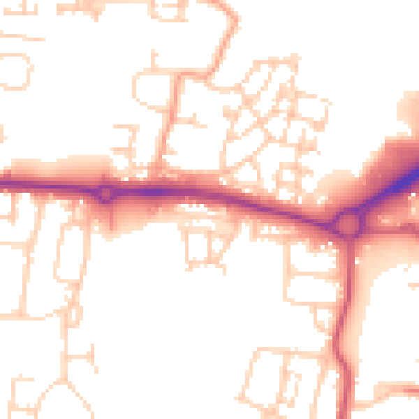 Daytime road noise heatmap for BN17 6HY