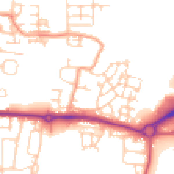 Daytime road noise heatmap for BN17 6JU