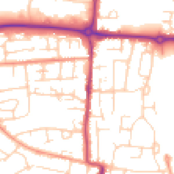 Daytime road noise heatmap for BN17 7JR