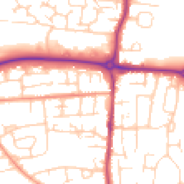 Daytime road noise heatmap for BN17 7NE
