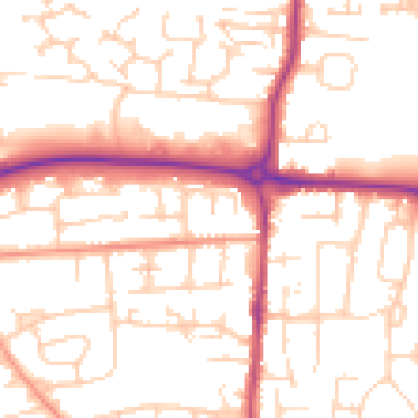 Daytime road noise heatmap for BN17 7NT