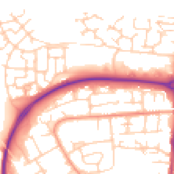 Daytime road noise heatmap for BN17 7SQ
