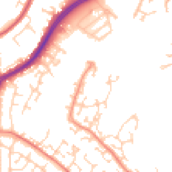 Daytime road noise heatmap for BN23 5UT