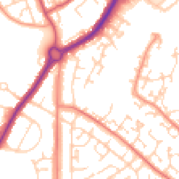 Daytime road noise heatmap for BN23 6UW