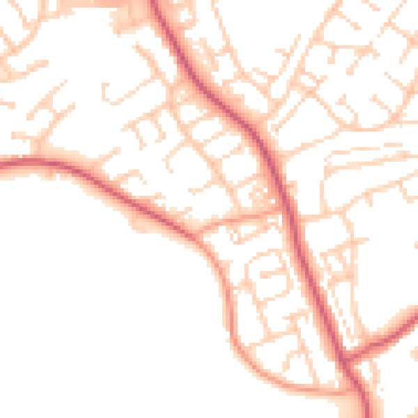 Daytime road noise heatmap for BN23 7FD