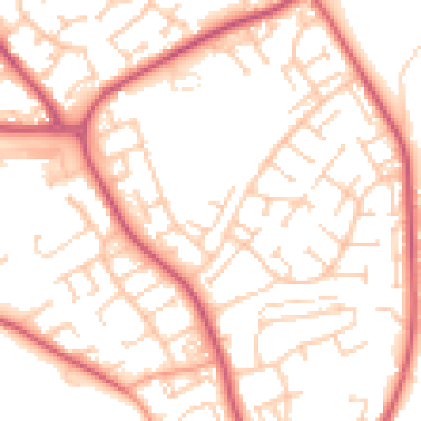 Daytime road noise heatmap for BN23 7TN
