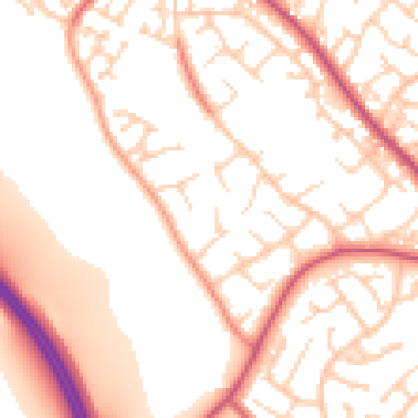 Daytime road noise heatmap for BN23 8DD