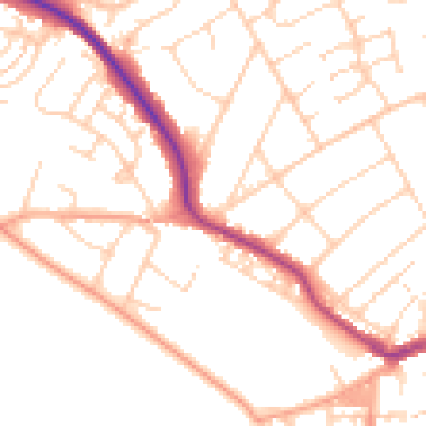 Daytime road noise heatmap for BN25 2EE