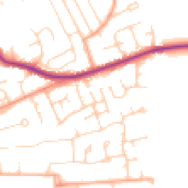 Daytime road noise heatmap for BN25 4NY