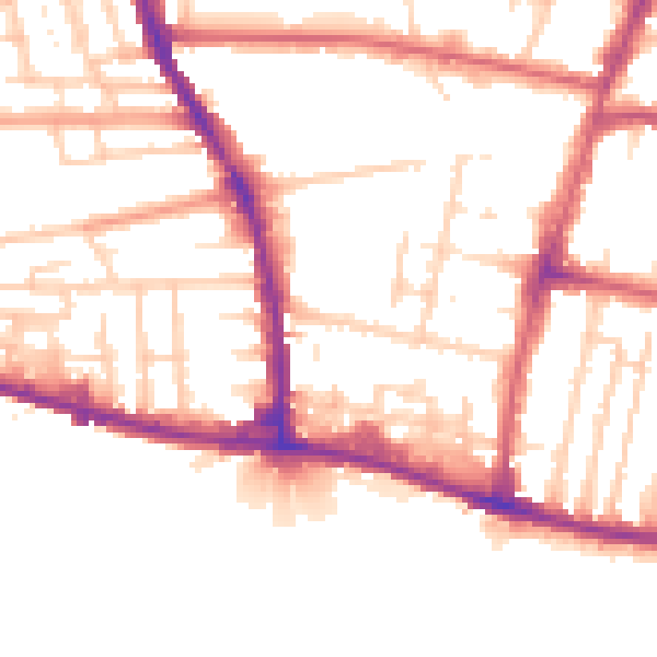 Daytime road noise heatmap for BN41 1DD