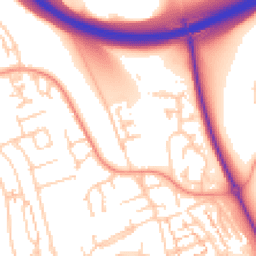 Daytime road noise heatmap for BN41 2EY