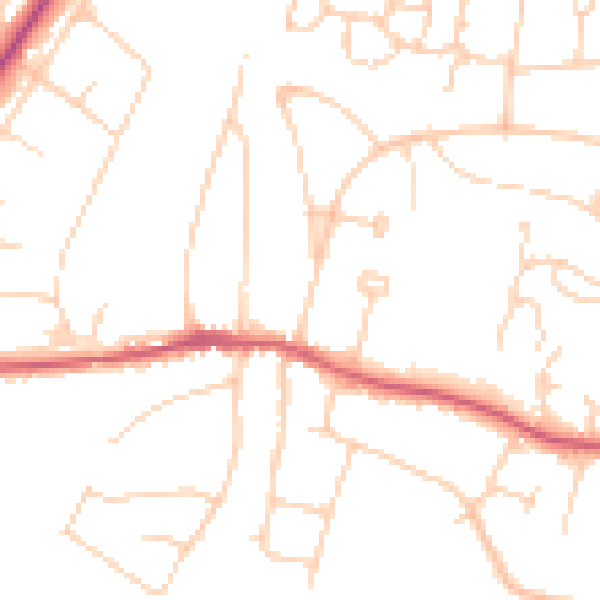 Daytime road noise heatmap for BN6 8DA