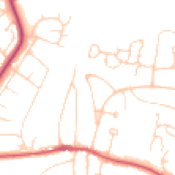 Daytime road noise heatmap for BN6 8DY