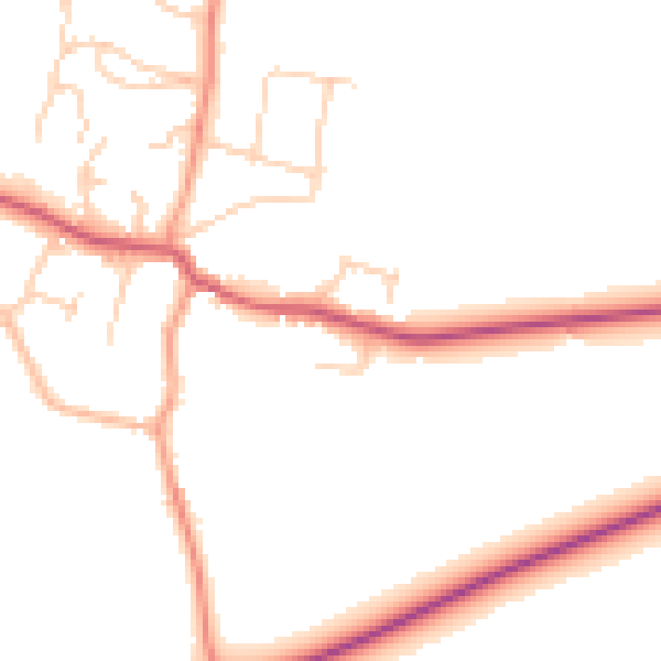 Daytime road noise heatmap for BN6 8QU