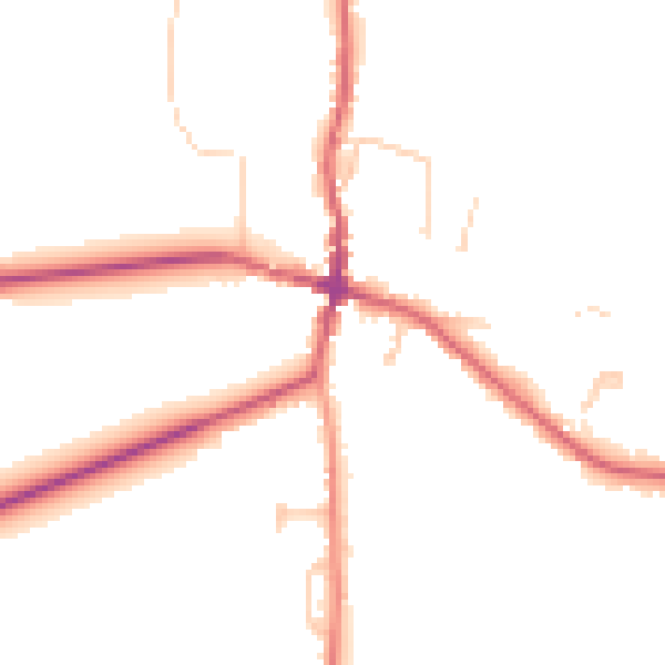 Daytime road noise heatmap for BN6 8UQ