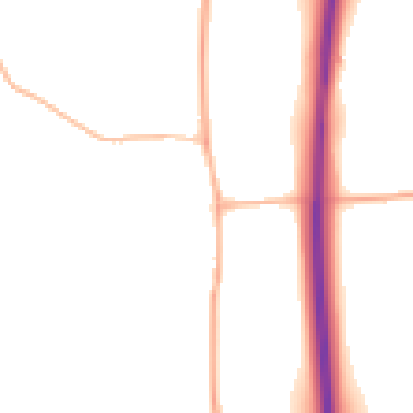 Night-time road noise heatmap for BN6 9BN
