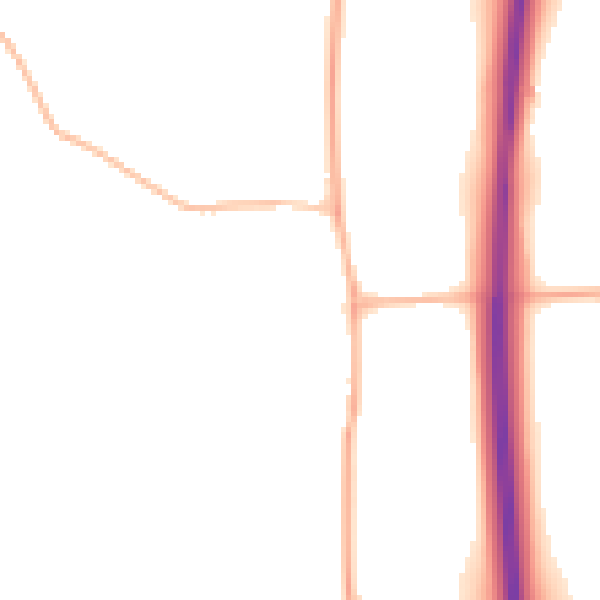 Night-time road noise heatmap for BN6 9DN