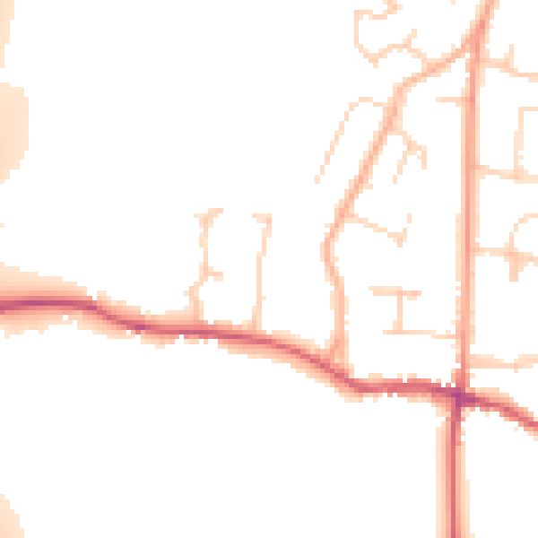 Daytime road noise heatmap for BN6 9UB