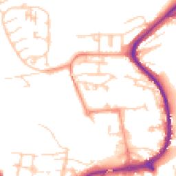 Daytime road noise heatmap for BN7 2JR