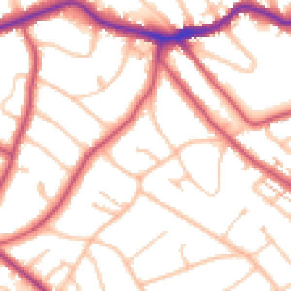 Daytime road noise heatmap for BR2 0HJ