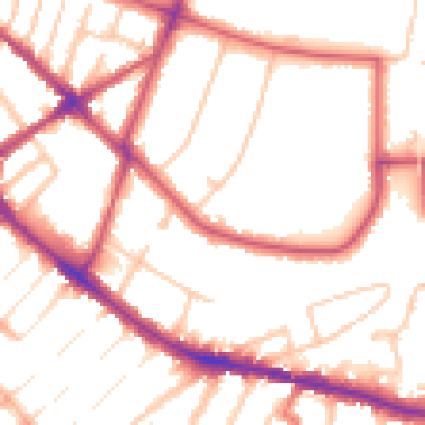Daytime road noise heatmap for BR3 1TY