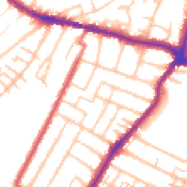 Daytime road noise heatmap for BR3 4HA