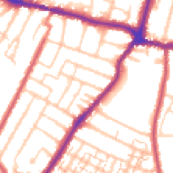 Daytime road noise heatmap for BR3 4HW
