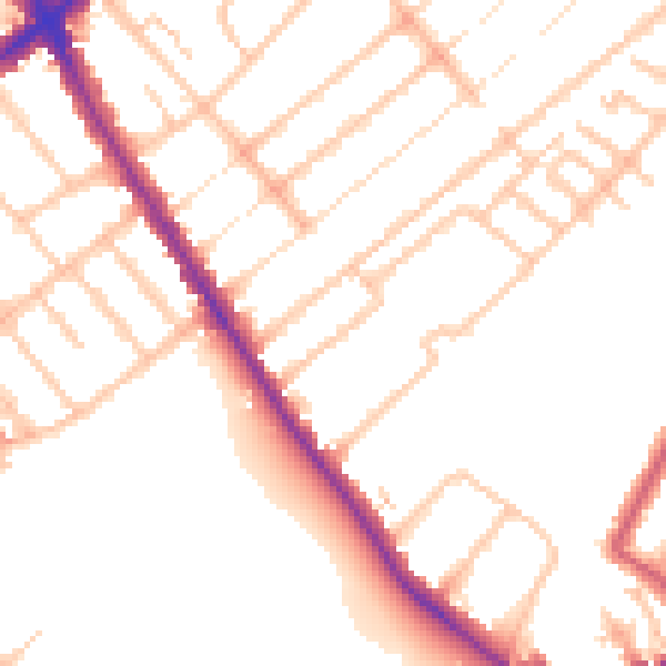 Daytime road noise heatmap for BR3 4NX