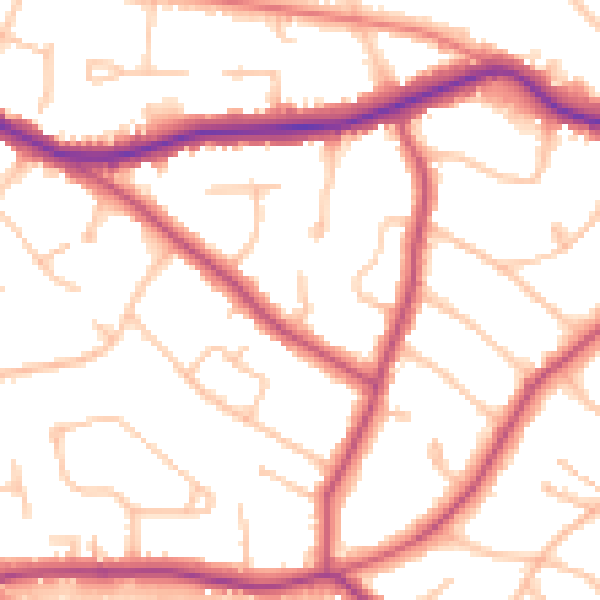 Daytime road noise heatmap for BR3 6YE