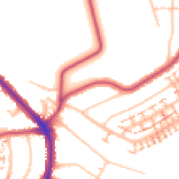 Daytime road noise heatmap for BR4 0DY