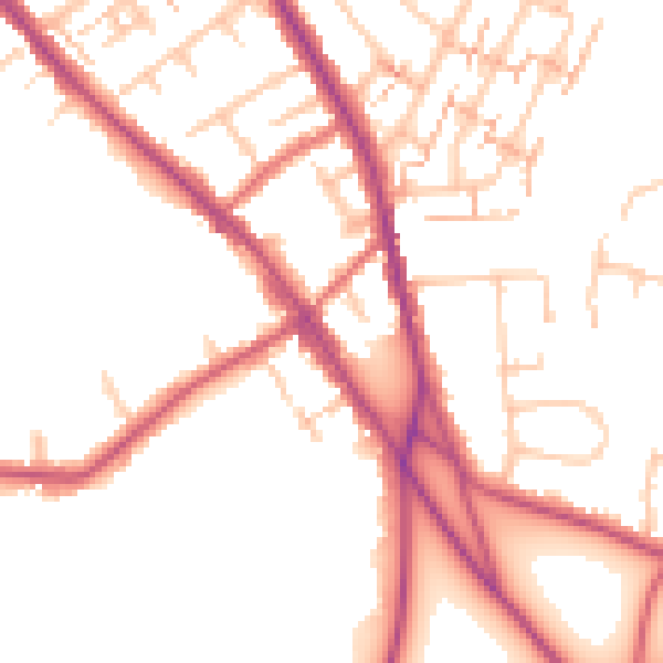 Daytime road noise heatmap for BR7 5AN