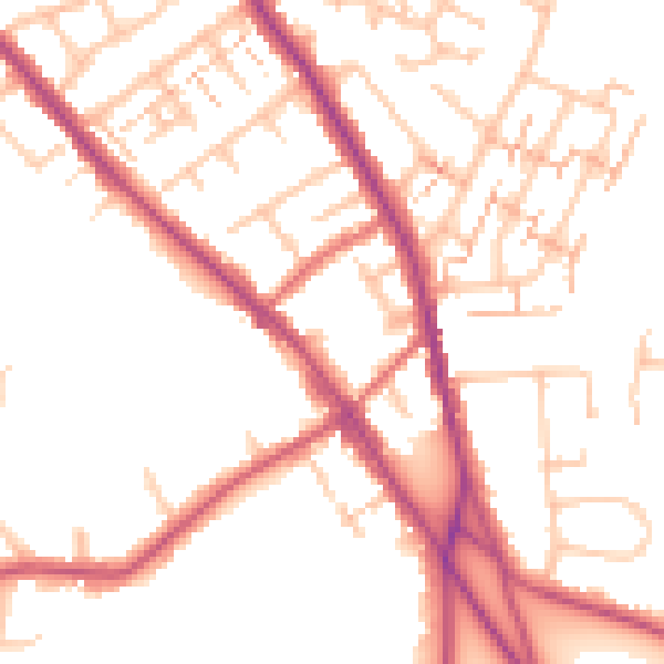 Daytime road noise heatmap for BR7 5AQ