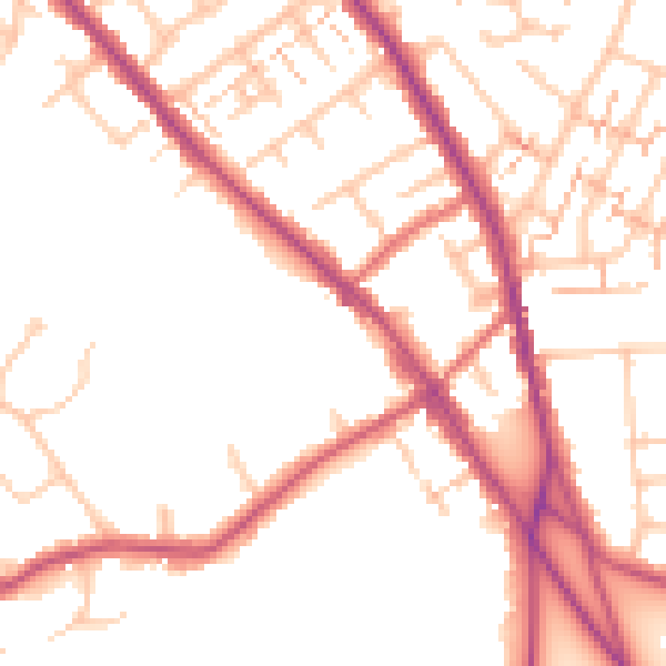 Daytime road noise heatmap for BR7 5BQ