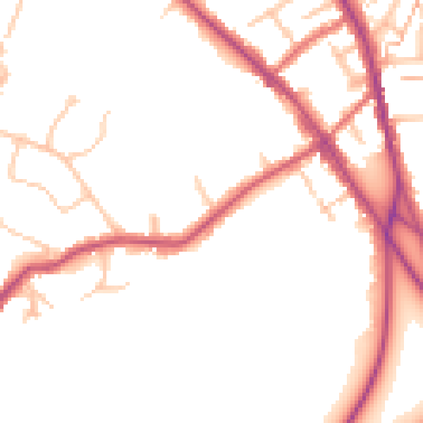 Daytime road noise heatmap for BR7 5BZ