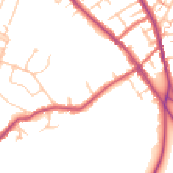 Daytime road noise heatmap for BR7 5DF