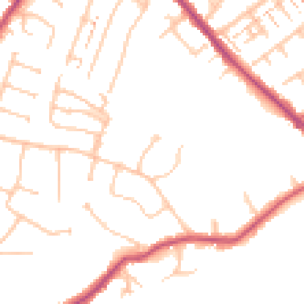 Daytime road noise heatmap for BR7 5DS