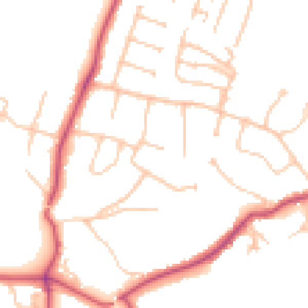 Daytime road noise heatmap for BR7 5EB